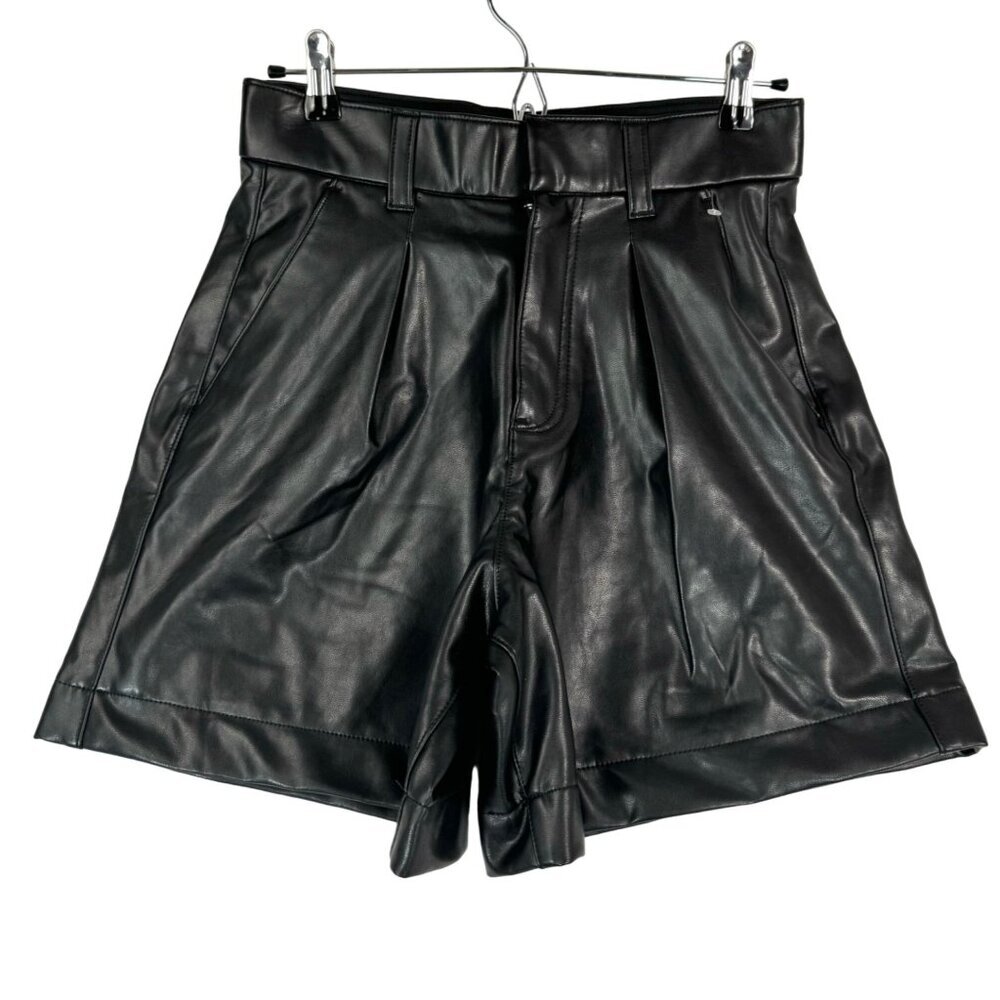 Abercrombie & Fitch 6 Inch Vegan Leather Tailored Shorts High Rise Wide Leg sz S